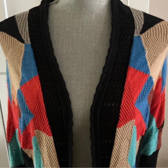 Nic+ Zoe women’s ribbed crochet cardigan sweater bright multicolored medium - Picture 9 of 9
